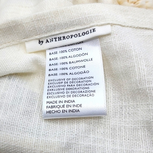 Anthropologie Embroidered Faiza Curtain 1 panel In Ivory Tufted embellishments - Picture 4 of 7